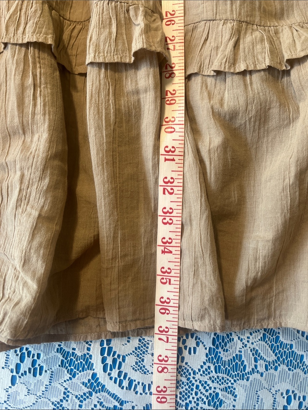 NWT Aerie Real Good Tiered Ruffle Midi Skirt XL Beige Tan 100% Cotton Boho - Picture 11 of 16